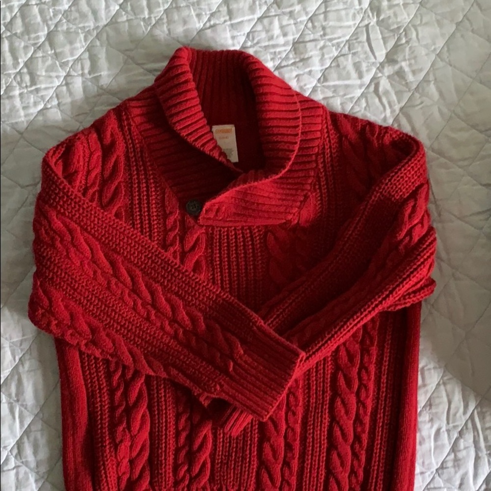 Red Cableknit cotton sweater